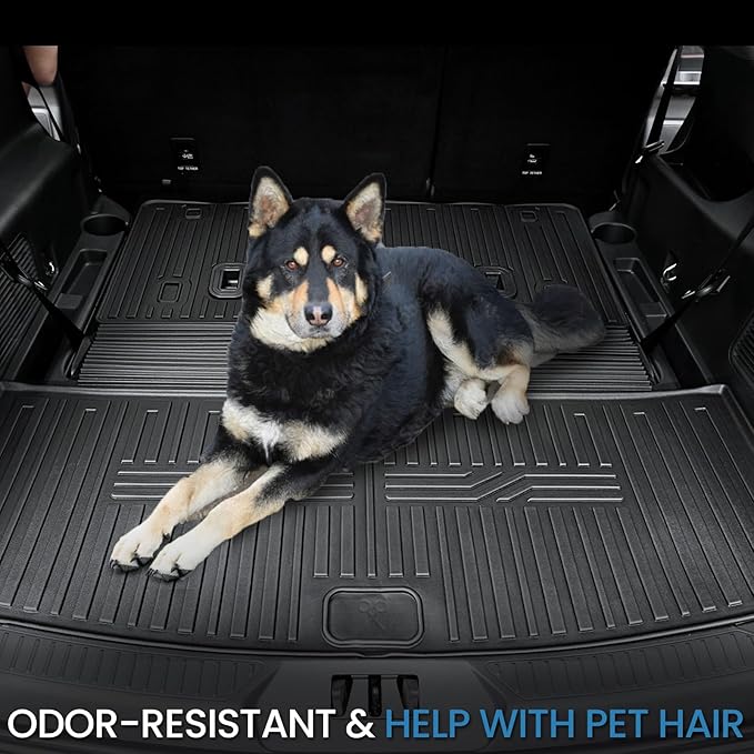 Floor Mats for 2020-2024 2025 Ford Explorer 6 Seats Captain Chairs Car Mat Accessories, All Weather TPE Cargo Mat Backrest Mats Active/ST Line/ST/Platinum(6 Seat Floor Mats+2-in-1 Cargo Mat)