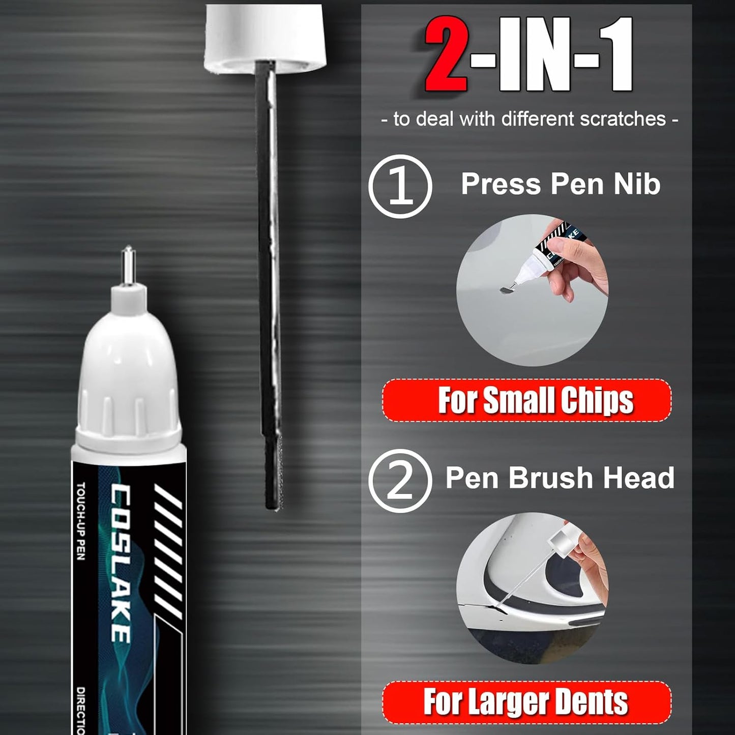 Car Touch Up Paint(Bright White(PW7/GW7)) for Chrysler, Car Paint Scratch Repair Kit, Quick & Easy Solution to Repair, 2 in 1 Scratch Remover Pen with 2PCS Disposable Micro Applicators