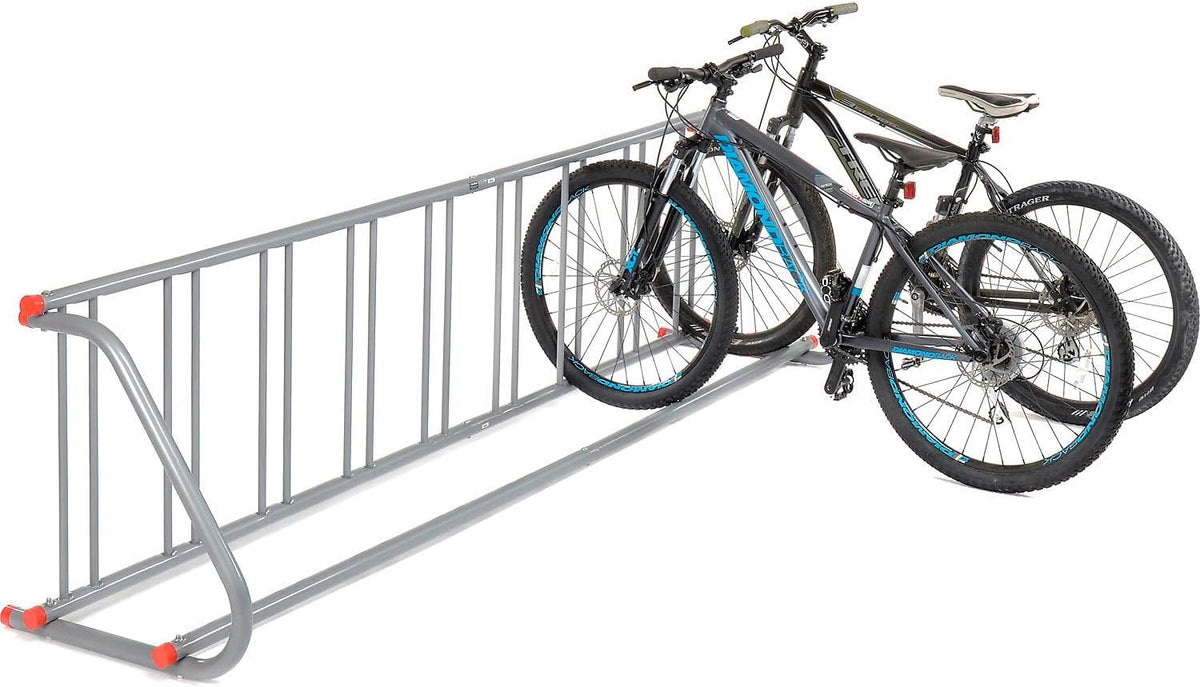 Global Industrial 111" L Single-Sided Grid Bike Rack, 9-Bike Capacity, Powder Coated Steel, Gray, Commercial Bike Rack for Stores, Parks, Schools and More