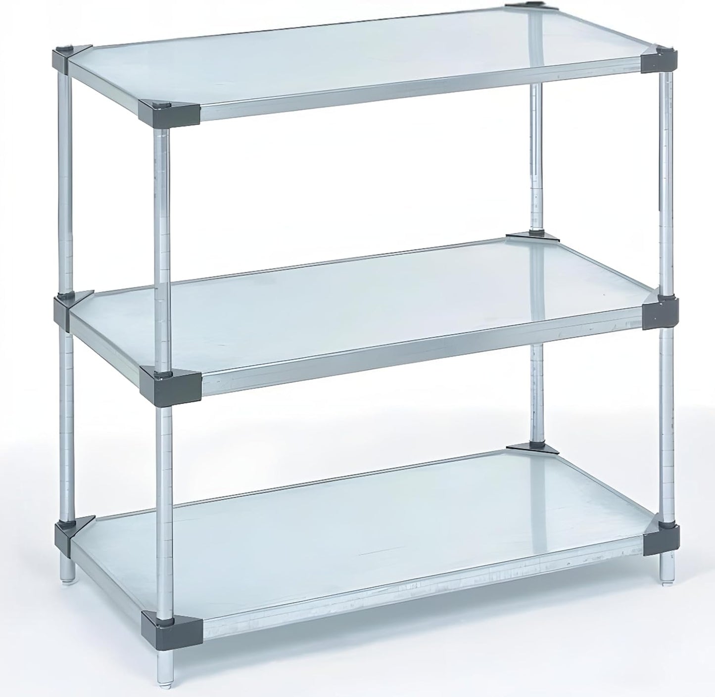 Omega 3-Tier Solid Galvanized Shelves, 18" Deep x 48" Wide x 34" HighHeavy Duty Storage Rack, Shelving Unit, NSF Certified, Ideal for Kitchen Garage Office Restaurant Warehouse 800-lb Capacity