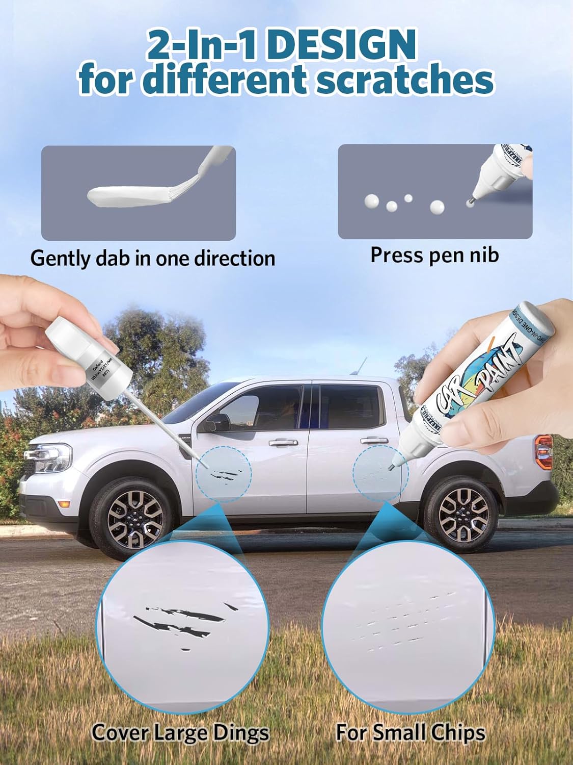 Magnetic Metallic(J7) Touch Up Paint for Ford, Car Paint Scratch Repair Remover Pen Color Exact Match, Quick and Easy Fix Automotive Chips and Nicks Scuff