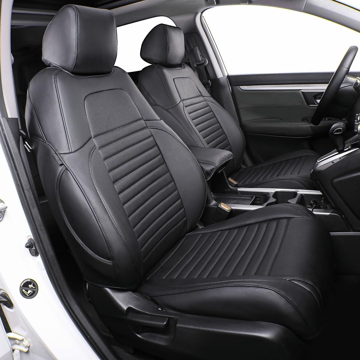 EKR Accord Car Seat Covers Custom for Honda Accord 2013-2016 LX,EX,EX-L,Sport,Touring,Sport SE & 2017 LX,Reat Row W/Solid Backrest,Seat Cover Full Set,Car Seat Protector-Leather(Black)
