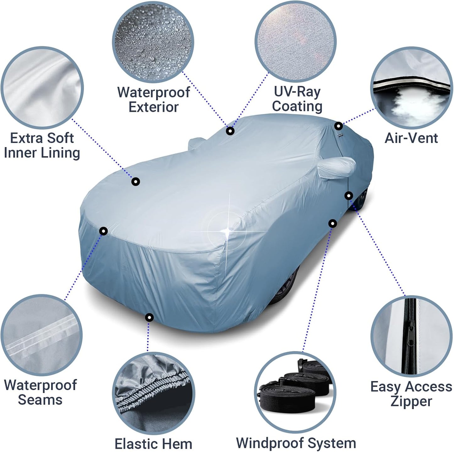 iCarCover Premium Car Cover for 2005-2010 Pontiac G6 Heavy Duty Waterproof All-Weather Automobiles Custom Fit Indoor Outdoor UV Snow Protection Covers with Straps and Bag