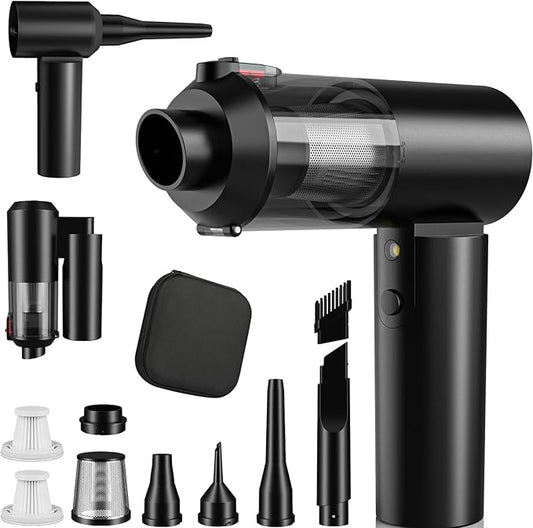 90° Foldable Car Vacuum Portable Cordless 16000PA, 4-in-1 Mini Vacuum Cleaner with Brushless Motor, Handheld Vacuum Cordless Blower/Pump for Car, Home,Office