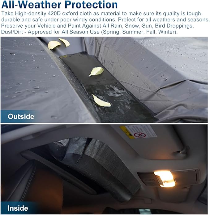 Car Cover Waterproof for 2007-2025 Chevy Suburban/GMC Yukon XL/Cadillac Escalade ESV, Snowproof Outdoor Car Covers with Zipper Windproof Heavy Duty All Weather (Black)