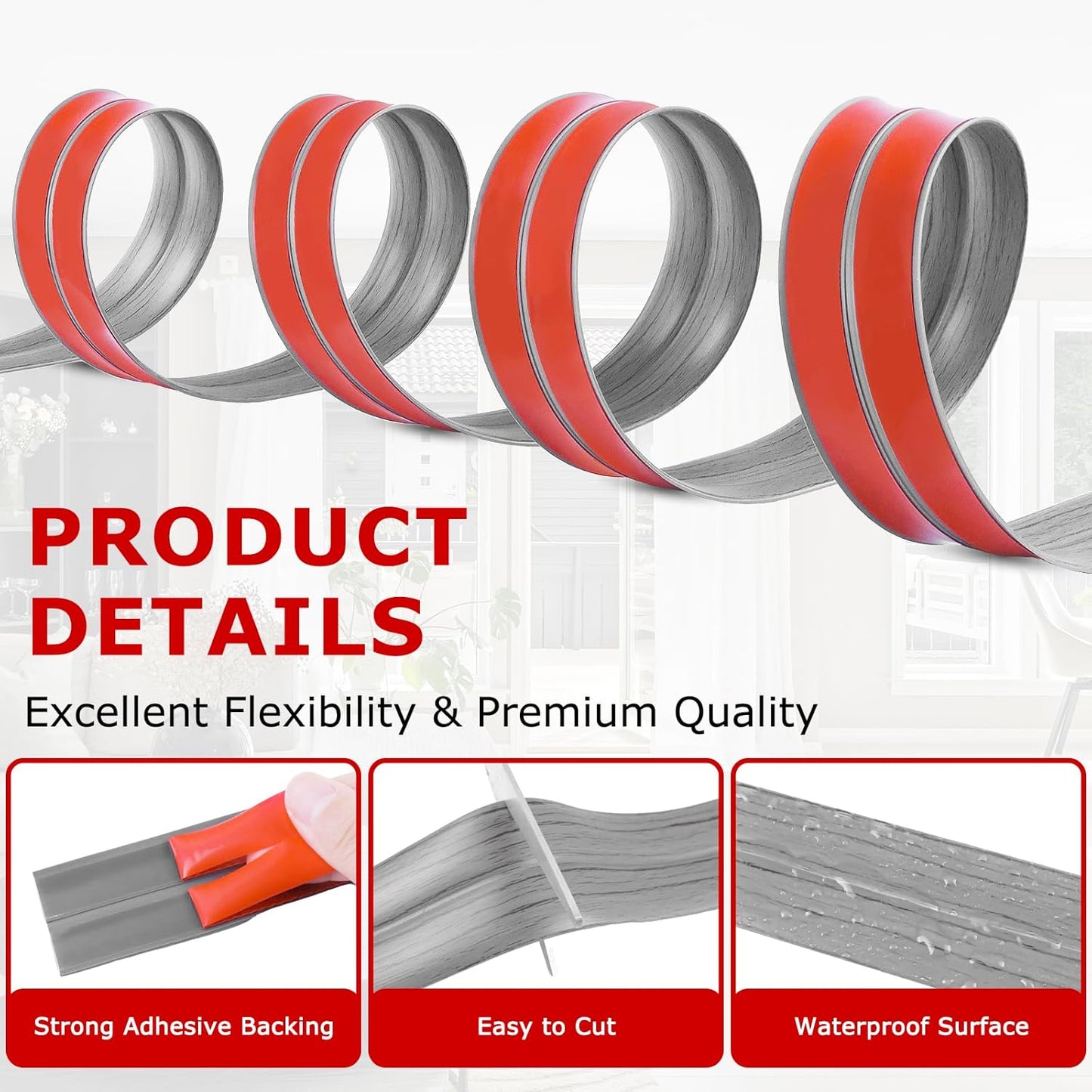 Flexible Wall Corner Protector Moulding Trim Peel and Stick Wall Corner Guards Edge Protector Self Adhesive Molding Trim Strip for Edge Ceiling (Light Gray Wood Grain, 0.8 in x 10 Ft)