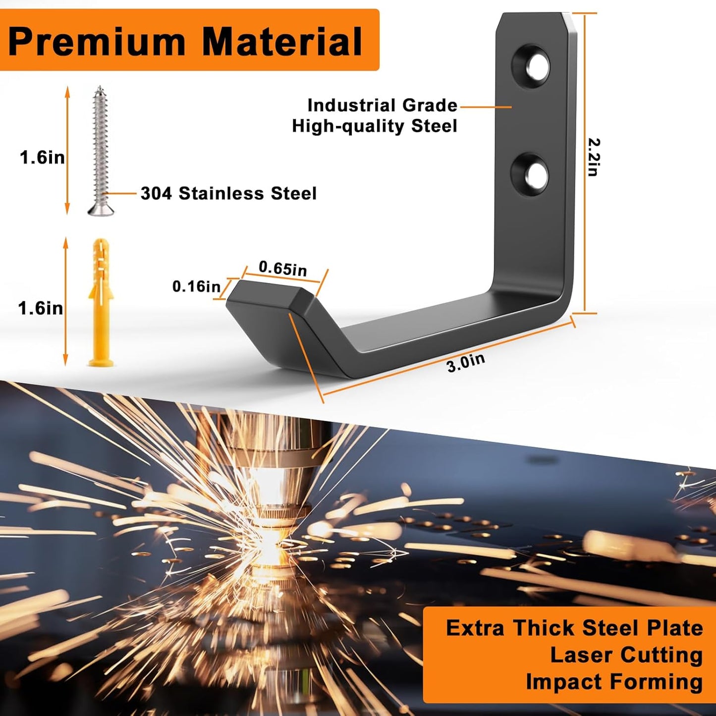 Jack Stand Wall Mount Organizer, Car Jack Stands Wall Hooks for Hanging, Universal Upgrade Designed Garage Hook, Heavy Duty Hooks Fits 2 & 3 & 4 & 5 & 6 Ton Heavy Duty Jack Stands (4 Pack)