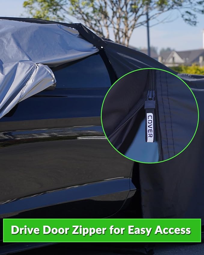 Car Cover Custom Fit for Ford Mustang 2005-2025, Waterproof All Weather GT Cover Outdoor Dustproof Shelby Coupe Cover with Door Zipper Black