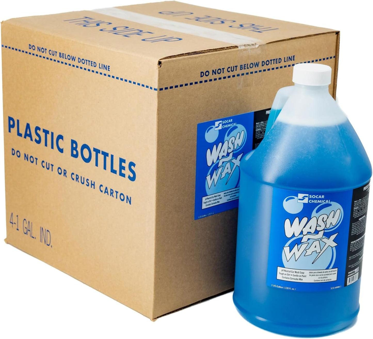 SOCAR Wash N Wax Car Wash Soap - pH Neutral, Carnauba Wax, 4 Gal., Model# SCO-WNW-4