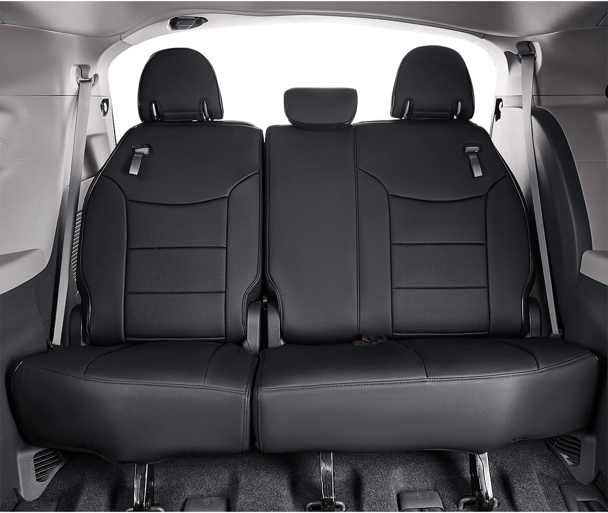 EKR Sienna Seat Covers for 2021-2025 Toyota Sienna XLE,XSE,Limited,Platinum,7 Seats,2nd Row Captain Chairs W/NO Legrest,Waterproof Seat Covers Full Set for Cars,Car Seat Protectors -Leather(Black)