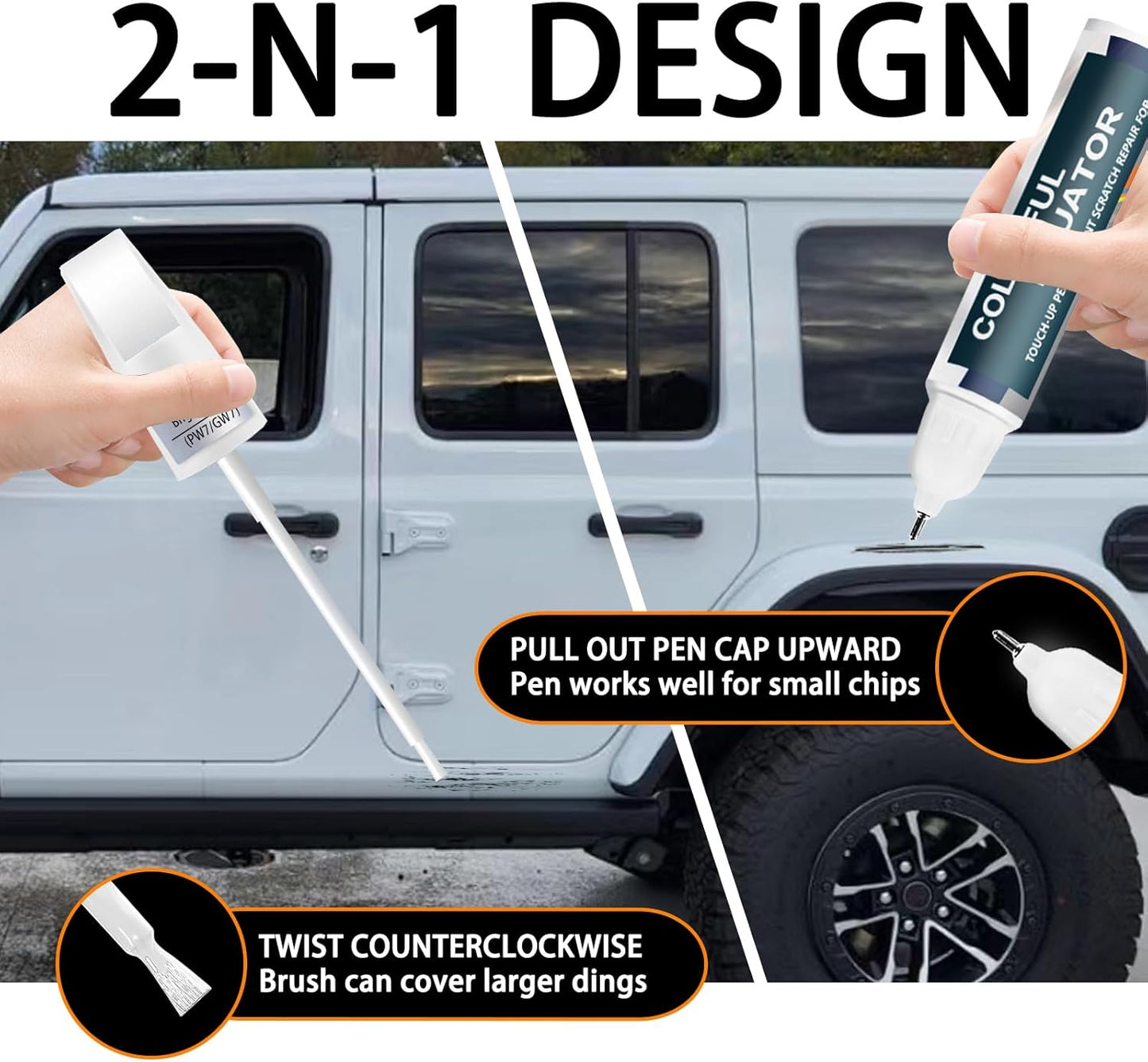 PAU/LAU Granite Crystal Metallic Touch Up Paint for Jeep, Car Paint Pen Scratch Repair Two-In-One Touch Up Paint, Premium Car Scratch Remover for Deep Scratches