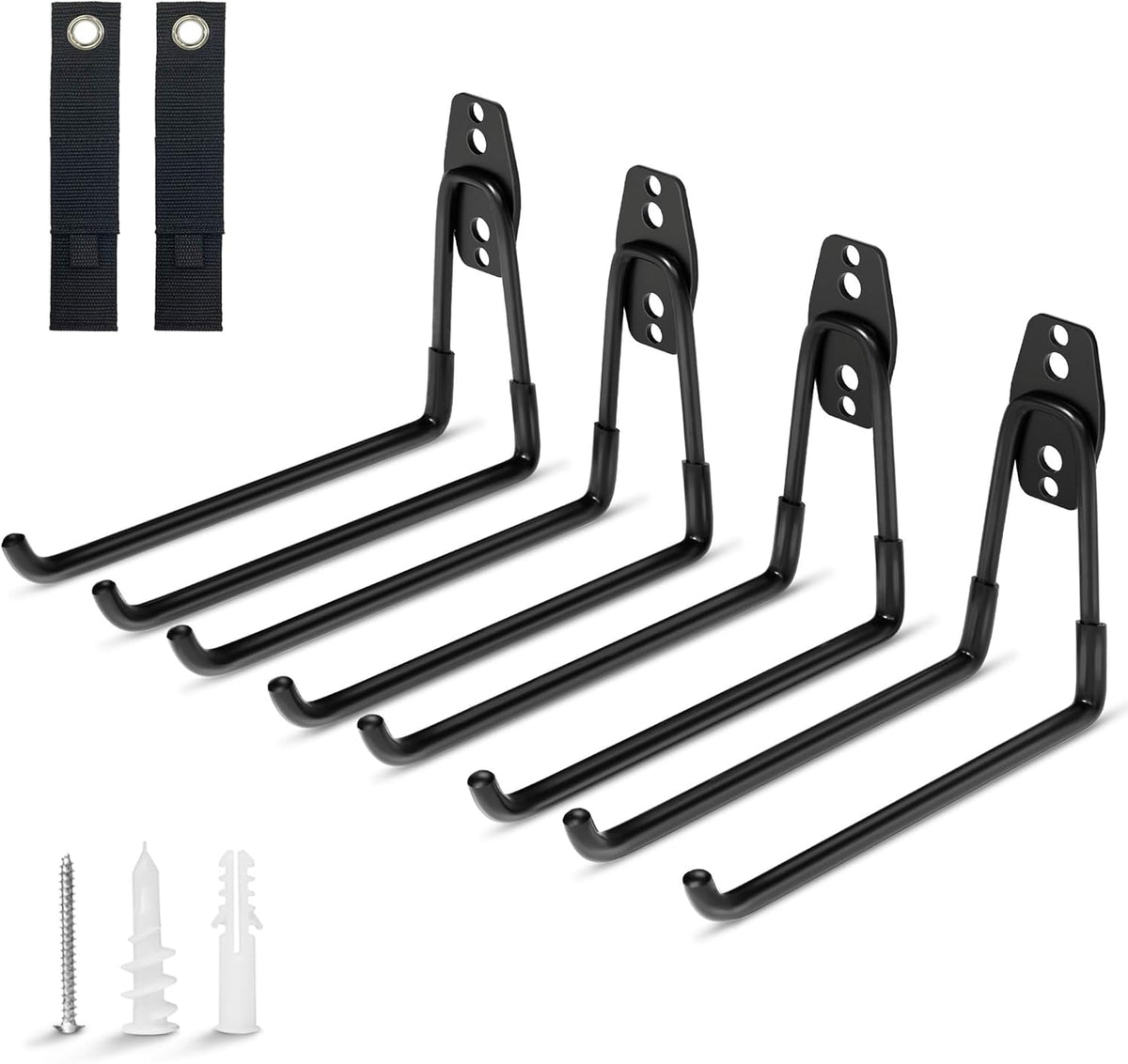 Garage Hooks Heavy Duty Hooks,7.4 inch Wall Mount Hanger Rack Garage Wall Heavy Duty Storage Hangers Wall Mount Organizer to Hang Chairs, Strollers,Power Tools, Garden Tools,Tire and More (4 pack)