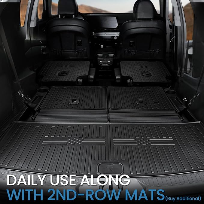 Floor Mats for 2020-2024 2025 Ford Explorer 6 Seats Captain Chairs Car Mat Accessories, All Weather TPE Cargo Mat Backrest Mats Active/ST Line/ST/Platinum(6 Seat Floor Mats+2-in-1 Cargo Mat)