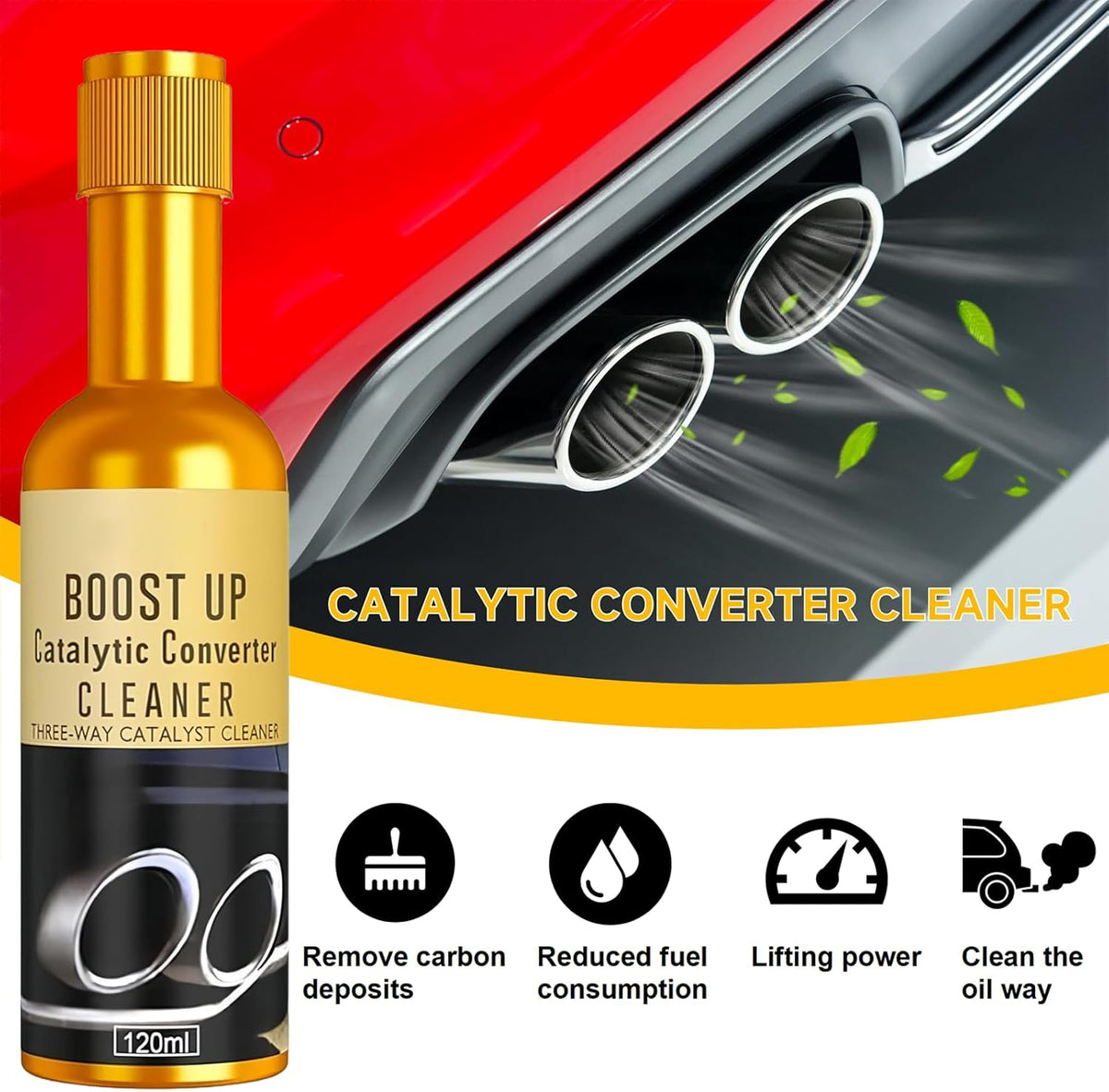 Catalytic Converter Cleaner,120 ml Auto Parts Engine Cleaner, Exhaust System Pipe Carbon Removal Treatment Additive Oil, Fuel System Treatment Oil Additive for Gas and Diesel Car (120ml-3PC)