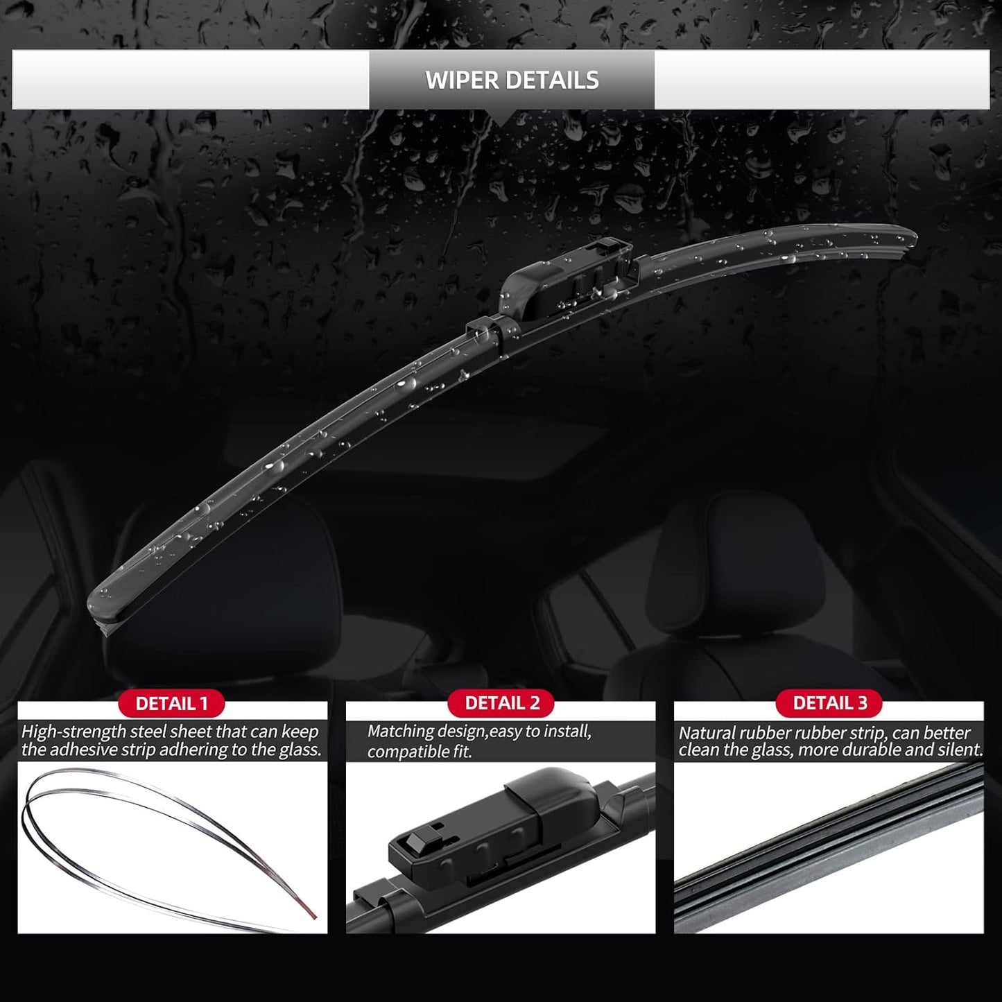Front Windshield Wipers, 2-Piece Set for BMW Z4 28i 30i 35i M40i 2019 2020 2021 2022 2023 - Automotive Replacement Front Wiper Blades for Car Window