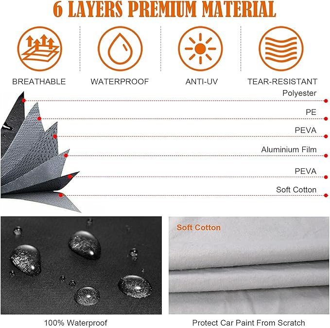Waterproof Car Cover Compatible with Chevrolet Impala SS/LS/LT 2000-2020, 6 Layers All Weather Car Covers with Zipper Door for Snow Rain Dust Hail Protection
