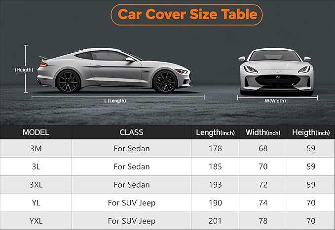 Kayme Heavy Duty Car Cover Waterproof All Weather, Full Exterior Covers Sun Rain UV Protection. Universal Fit Audi A4/A5, Honda Accord/Civic, Nissan Maxima, Cadillac CTS Etc.