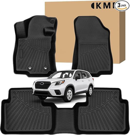 KMF Custom Fit Floor Mats for Subaru Forester 2025 Accessories, All Weather Forester Mat TPE Waterproof Car Floor Liners - Front & Rear 2 Row, Anti-Slip Deep Grooves Car Mats Full Set