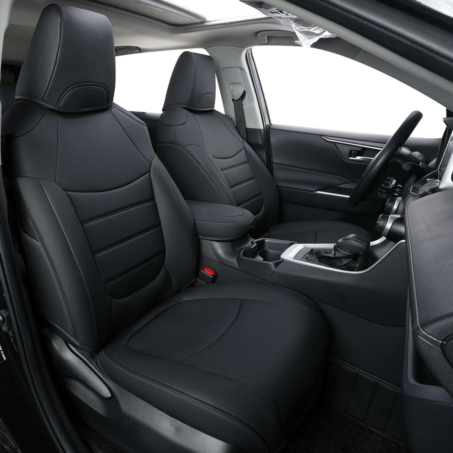 RISINGSTAR Rav4 Hybrid Seat Covers, fit 2019-2025 Toyota Rav4 Hybrid LE,XLE,Woodland Edition,XLE Premium,Limited, Not for XSE/SE/Plug-in(Black)