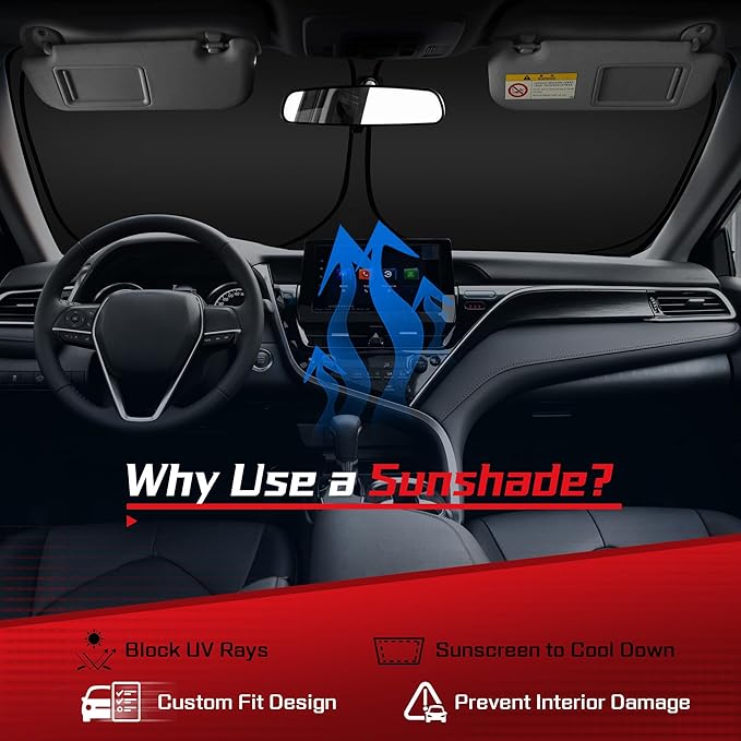 ARISMOTOR Windshield Sun Shade for Audi Q8 2019-2025, Custom Fit Foldable Front Window Sunshade Sun Visor Protector, Block UV Rays Keep Your Car Cooler