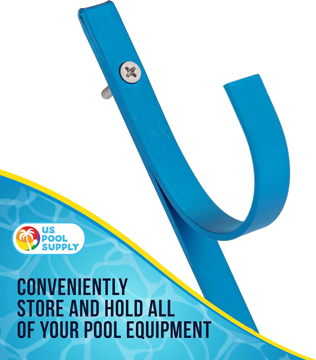U.S. Pool Supply Pool Pole Hanger - 2 Blue Aluminum Pool Hooks for Poles - Equipment Fence Hook for Nets, Skimmers, Leaf Rakes, Vacuums, Vacuum Hoses, Telescopic - Attach Accessories, Holder Organizer