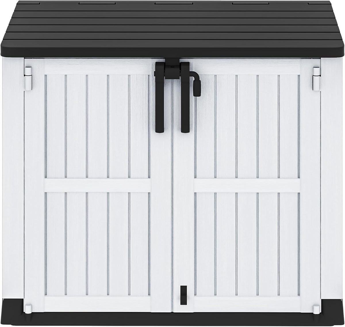 DWVO 36 cu ft Tool Storage Shed, Storage for Bakcyard, Patio, and Garden, Resin Plastic Shed with Sloped Lid, Lockable Door, and Wood Grain Finish, Light Gray