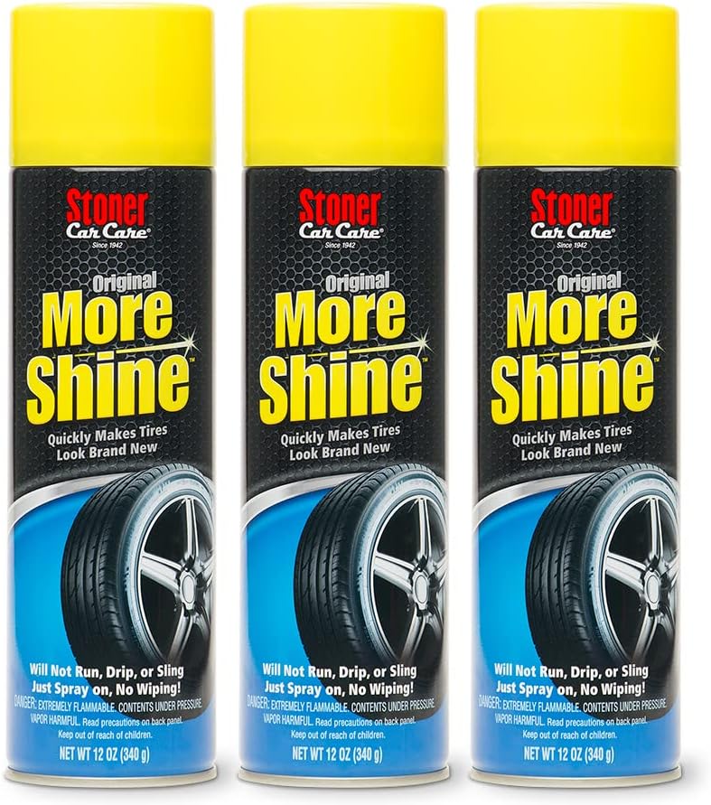 Stoner Car Care 91044-3PK Original More Shine Tire Finish for Tire and Wheel Care Creates a Long-Lasting, Rain-Resistant Tire Shine, Makes Faded Tires Look New, Non-Greasy Formula, 12 Oz, Pack of 3