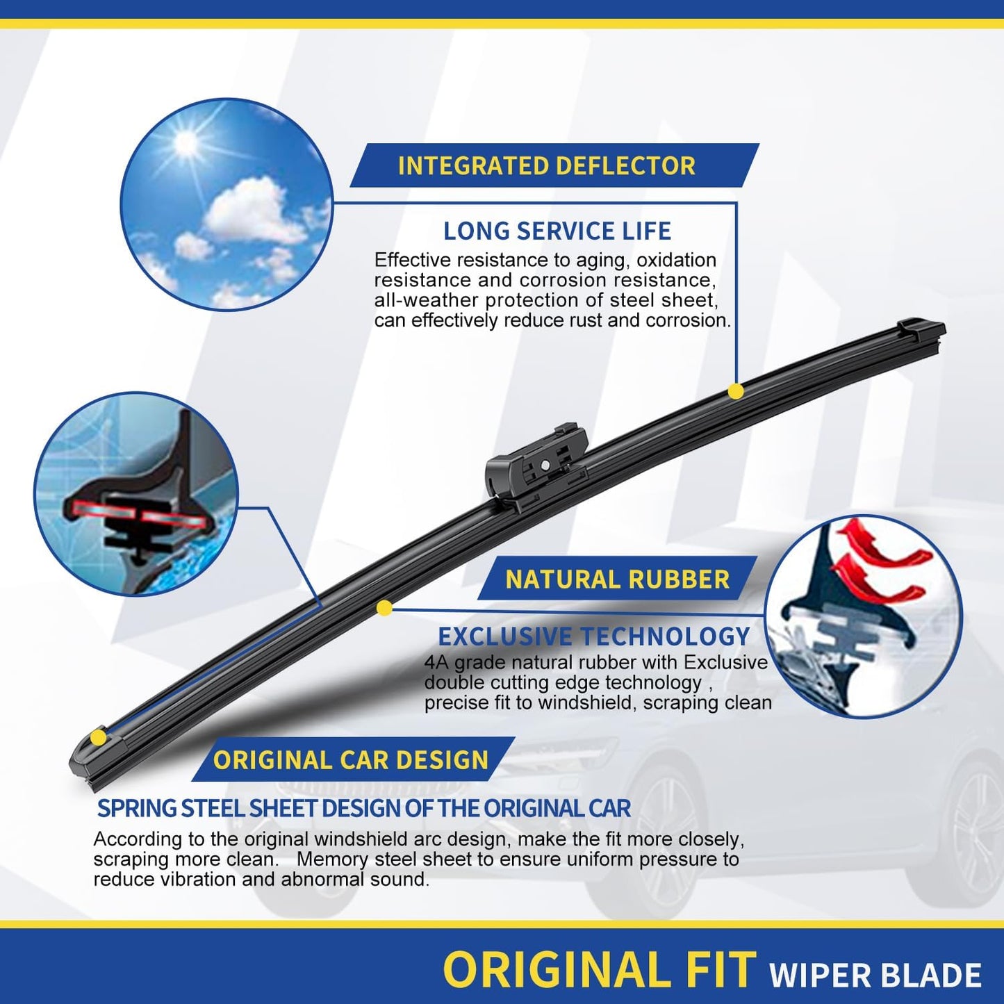 3 wipers Replacememt For 2018 2019 2020 20221 2022 2023 VW Volkswagen Atlas Original Equipment Replacement Wiper Blades Set - 26"+22"+12" (Set of 3) Top Lock