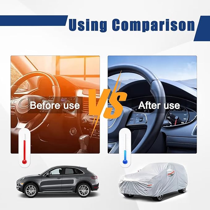 Kayme 6 Layers SUV Car Cover Custom Fit for Subaru Crosstrek (2017-2025) Waterproof All Weather for Automobiles, Outdoor Full Cover Rain Sun UV Protection.Silver
