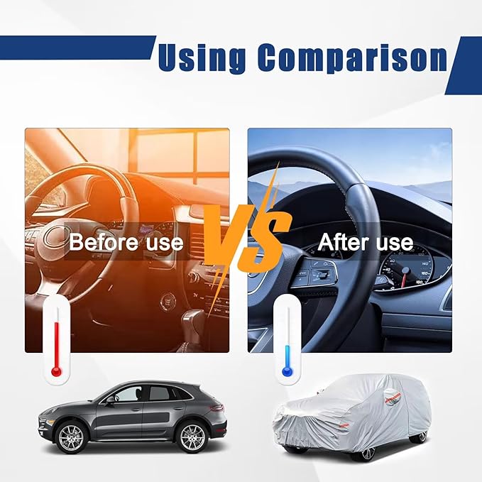 Kayme 6 Layers SUV Car Cover Custom Fit for Mercedes Benz GLC 300 350e（2016-2025） Waterproof All Weather for Automobiles, Outdoor Full Cover Rain Sun UV Protection.Silver