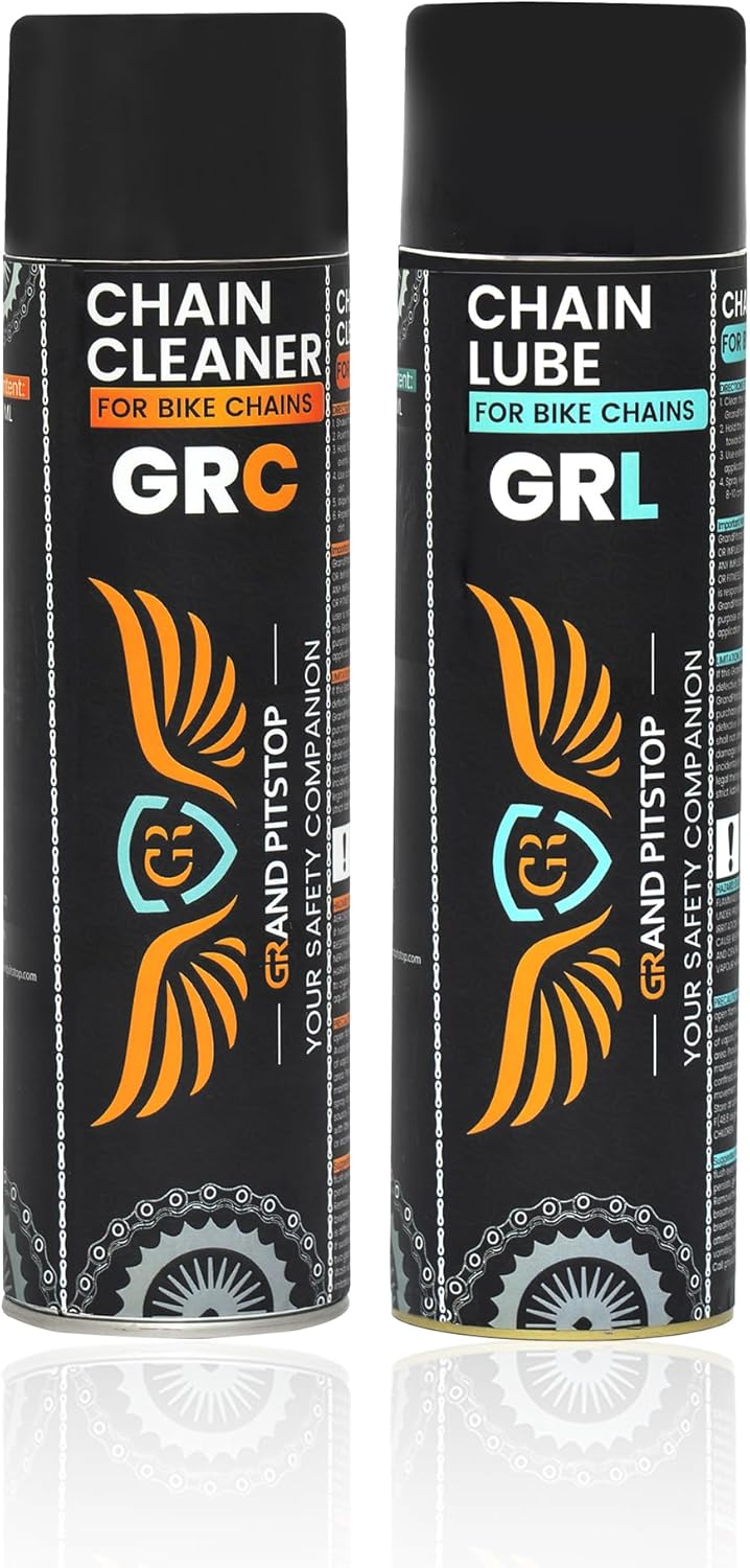 GRAND PITSTOP Chain Cleaner, Degreaser 500ml and Chain Lube, Greaser, 500ml Motorcycle Bike Chain Cleaner for all bikes Motorcycles, Super Durable