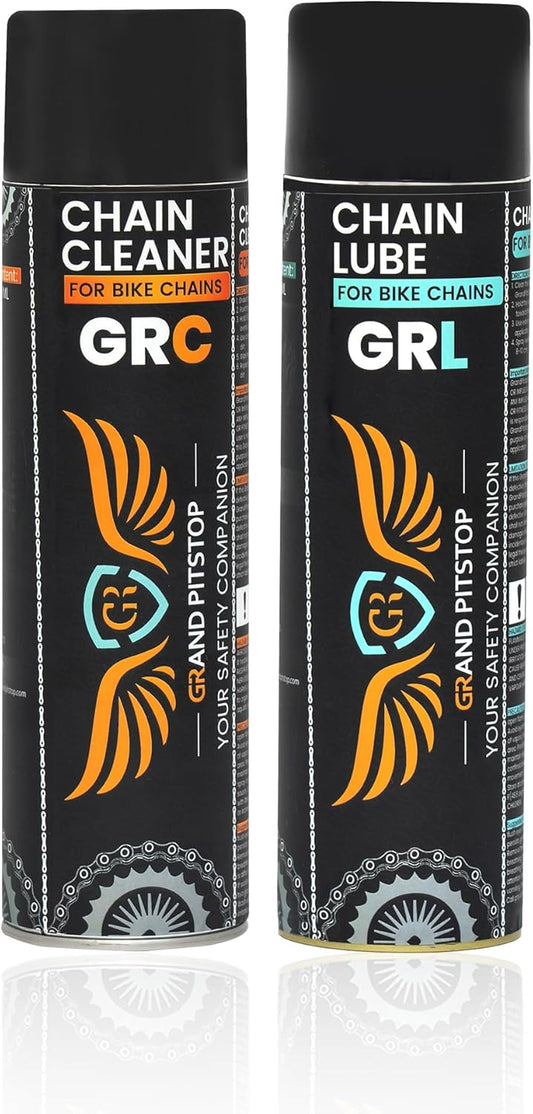 GRAND PITSTOP Chain Cleaner, Degreaser 500ml and Chain Lube, Greaser, 500ml Motorcycle Bike Chain Cleaner for all bikes Motorcycles, Super Durable