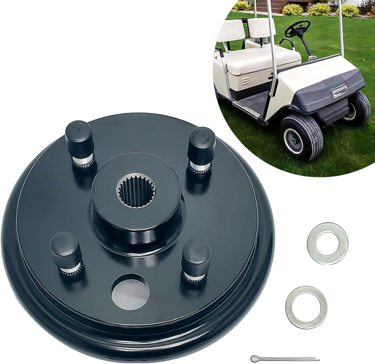 Golf Cart Brake Drum Assembly Kit for EZGO TXT, Rear Brake Drum Hub with 24 Splines Compatible with 1982-up Electric and 1982-1993 2-Cycle Gas Vehicles Replaces 19186G1P - 1 Pack