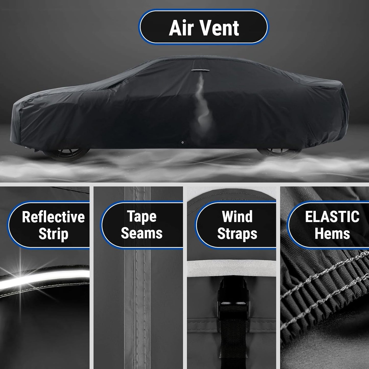 iCarCover Custom Car Cover for Chevy Nomad Wagon (1955-1957) Waterproof All Weather Rain Snow UV Sun Protector Full Exterior Indoor Outdoor Car Cover (Stripe - Black/Red)