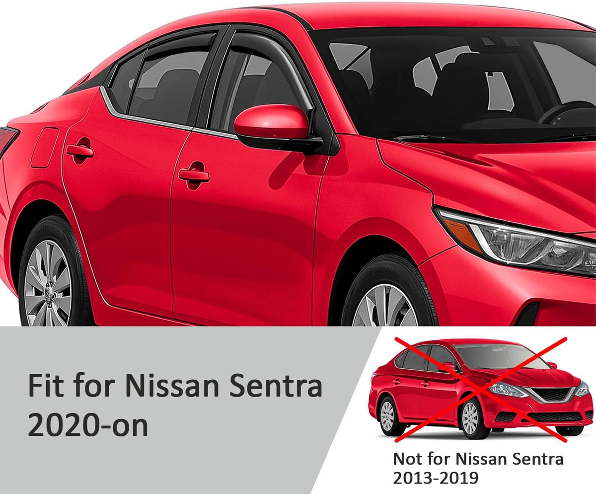 Voron Glass in-Channel Extra Durable Rain Guards for Nissan Sentra 2020-2025, Window Deflectors, Vent Window Visors, 4 Pieces - 200903