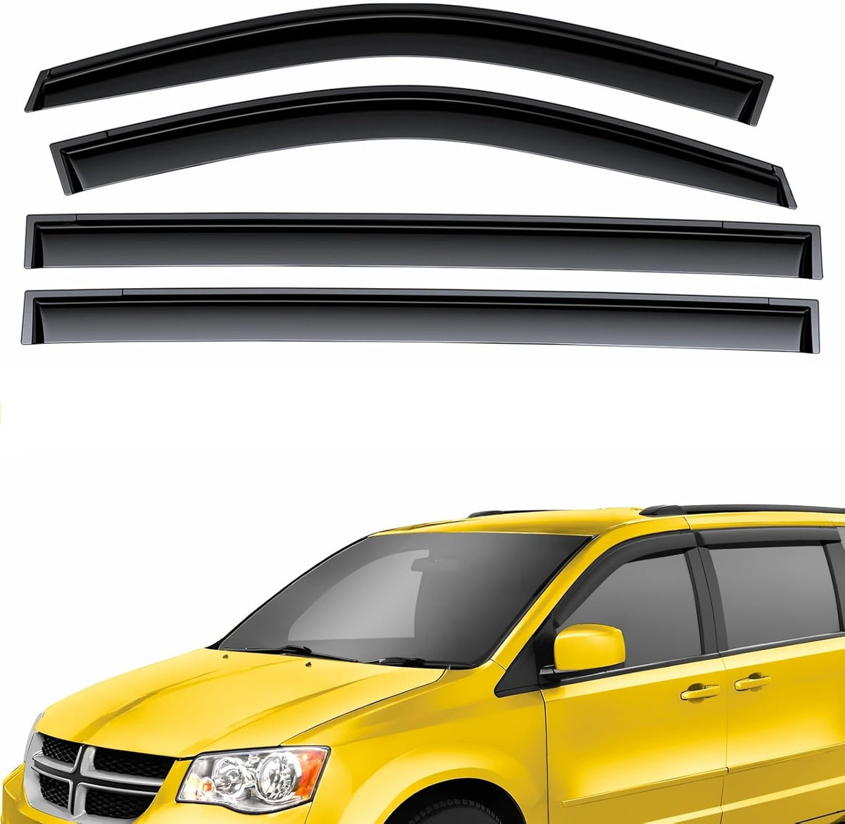 Extra Durable Window Deflectors Tape-On Window Visors Rain Guards Fit for Dodge Grand Caravan 2008-2020, Sun Visors, Wind Vent for Shades, Exterior Car Accessories - 4pcs. AG0027