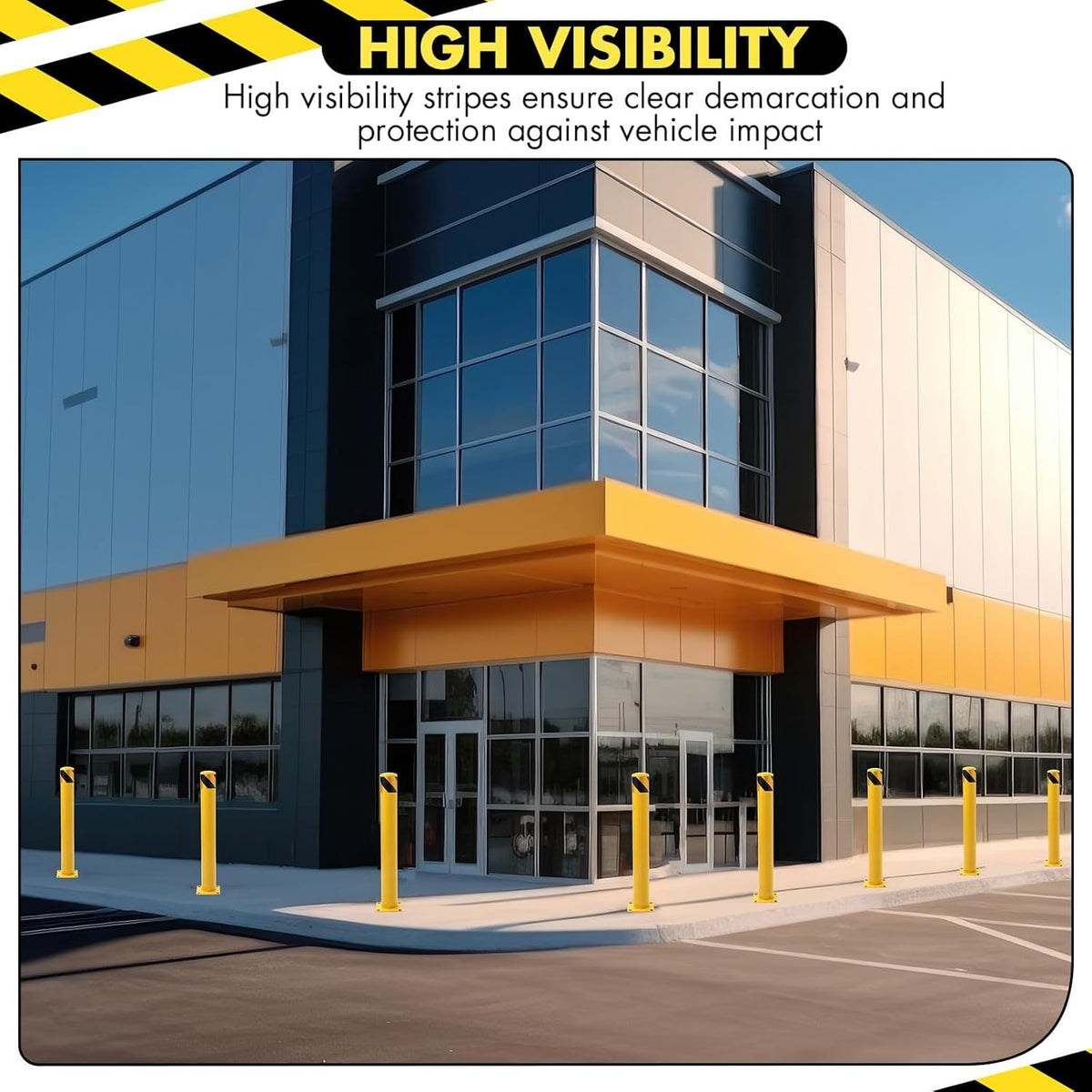 4 Pack Safety Bollard Post, 30 Inch Height 4.5 Inch Diameter Yellow Pipe Safety Steel Bollards with Anchor Bolts and Wrench, Steel Bollards for Road Warning Construction Public Place Traffic Control