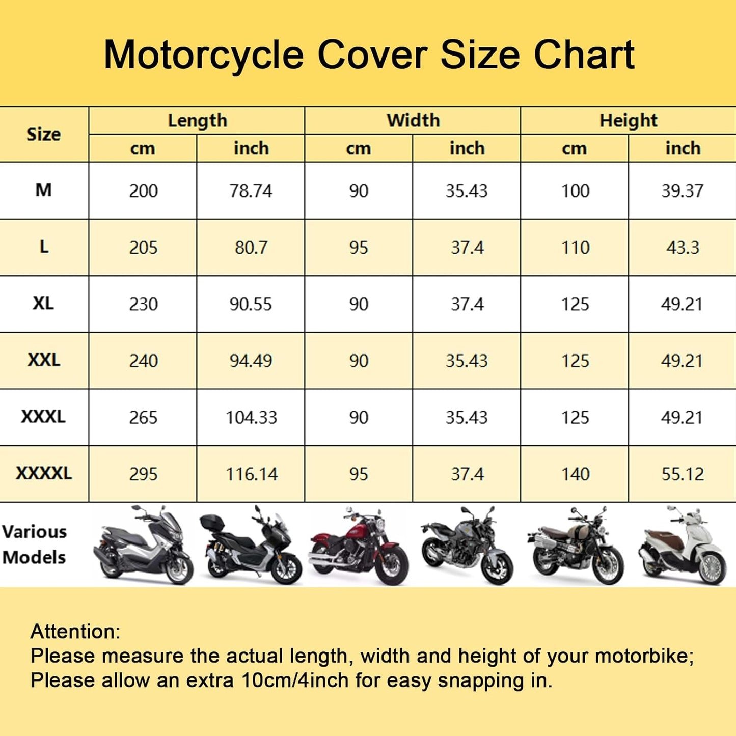 Moped Cover Waterproof Outdoor, Motorbike Scooter Covers for Outside Sun Rain Dust Protection with 4 Reflective Strips and 2 Fixed Buckles, 2 Lock-Holes for Motorcycle Sportbike (M: 79 x 35 x 39 inch)