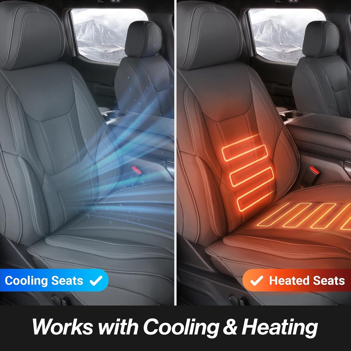Coverland Custom Car Seat Covers Compatible with 2019-2025 RAM 1500 Crew Cab - Premium Leather Non-Slip Memory Foam Waterproof Cover Interior Protector Full Set-Dark Gray [See Size Chart-Size X122]