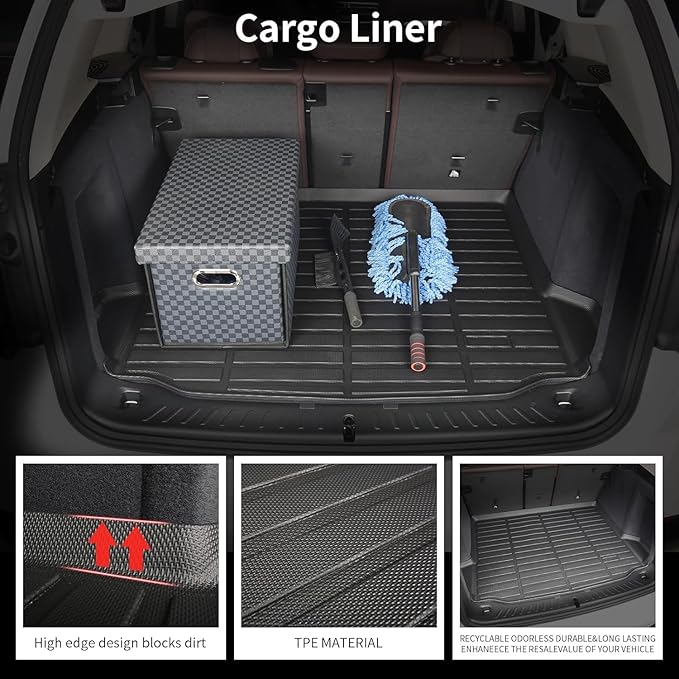 Wayhigh-All Weather Floor Mats and Cargo Mat Set Fit for Ford Expedition Max 7 Seats 2021-2025 TPE Car Mats with Backrest Mat Waterproof Heavy Duty Rubber Floor Liners for Expedition Max Accessories
