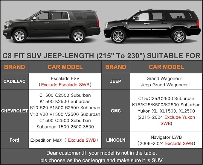 Kayme Large SUV Car Cover Waterproof All Weather, Outdoor Full Size SUV Cover Rain Sun UV Protection, Universal Fit Chevrolet Chevy Suburban, GMC Yukon XL, Ford Expedition Max (215-230 inch)