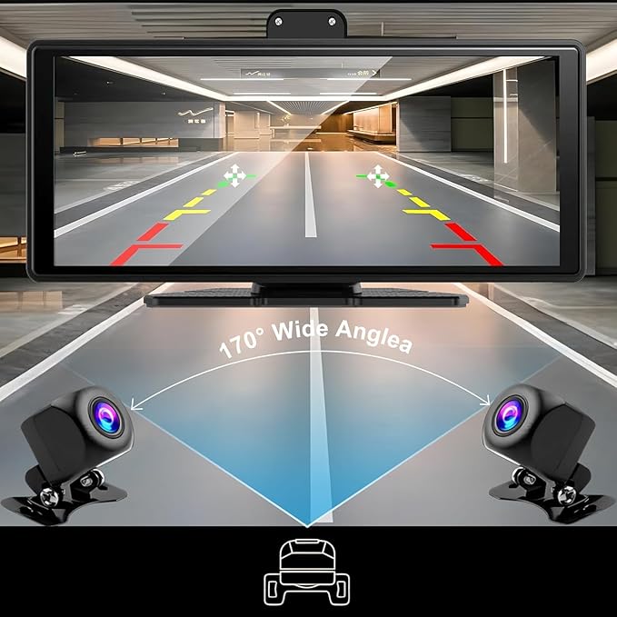 Carplay Screen for Car,10.26" HD IPS Wireless Portable car Stereo for Apple Carplay&Android Auto,Car Audio Receivers with 4K Dash Cam/1080P Rear Camera,GPS Navigation,Mirror Link,FM,Voice Control