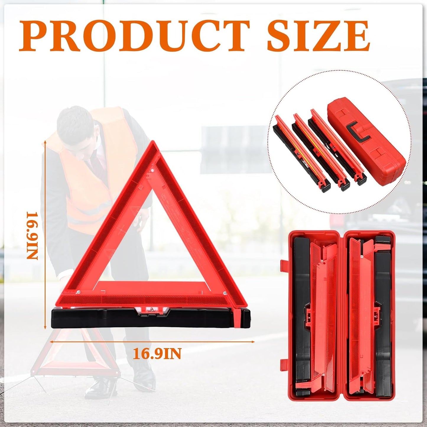 Kanayu Warning Triangle DOT Approved Foldable Emergency Safety Triangles Reflective Road Safety Triangle with Carrying Case Heavy Base Roadside Safety Warning Sign for Car Truck(12 Pcs)