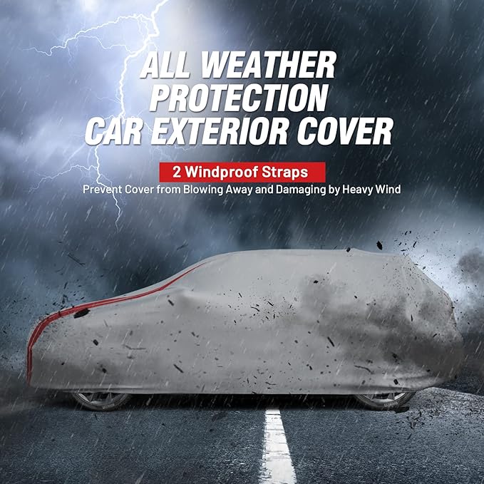 Favoto SUV Car Cover Waterproof - Custom Fit for Toyota RAV4 (2006-2024) All Weather for Automobiles Outdoor with Reflective Stripe Snow Sun Dust UV Protection Full Exterior Cover