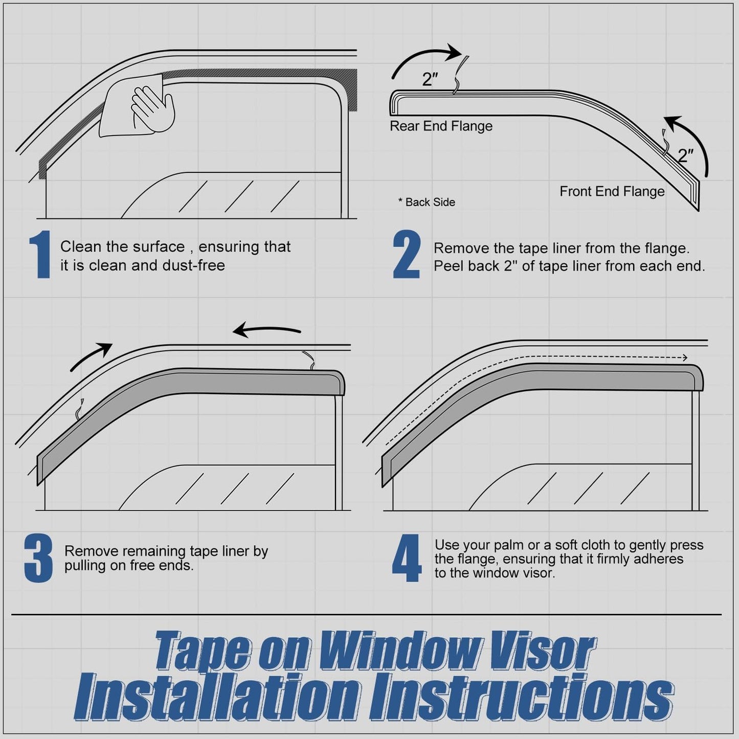 Auto Dynasty 4Pcs Carbon Fiber Pattern Window Visors Compatible with 2005-2015 Nissan Xterra, Tape-On Front & Rear Window Deflectors Rain Guards Sun Wind Air Side Vent Shade, Glossy Black