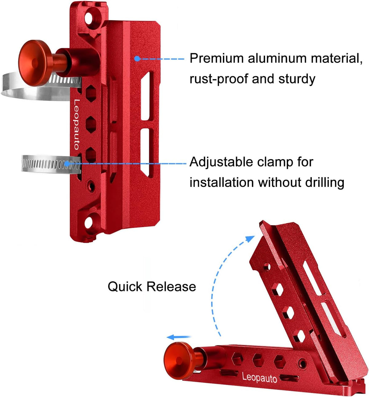 Universal Vehicle Fire Extinguisher Bracket, Aluminum Adjustable Quick Release Roll Bar Fire Extinguisher Bottle Mount with 8 Clamps, Compatible with Jeep Wrangler JK TJ Rubicon UTV, Red
