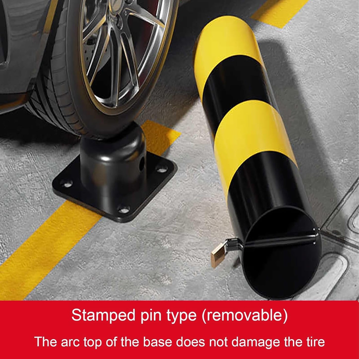 Steel Safety Bollard Post, with Lock Bollard Post Removable Security Posts, Parking Bollards, Parking Barriers Concrete, Powder Coat, for Parking Lot, Driveway and Sidewalk(Black (4pcs),75cm/29.5in)