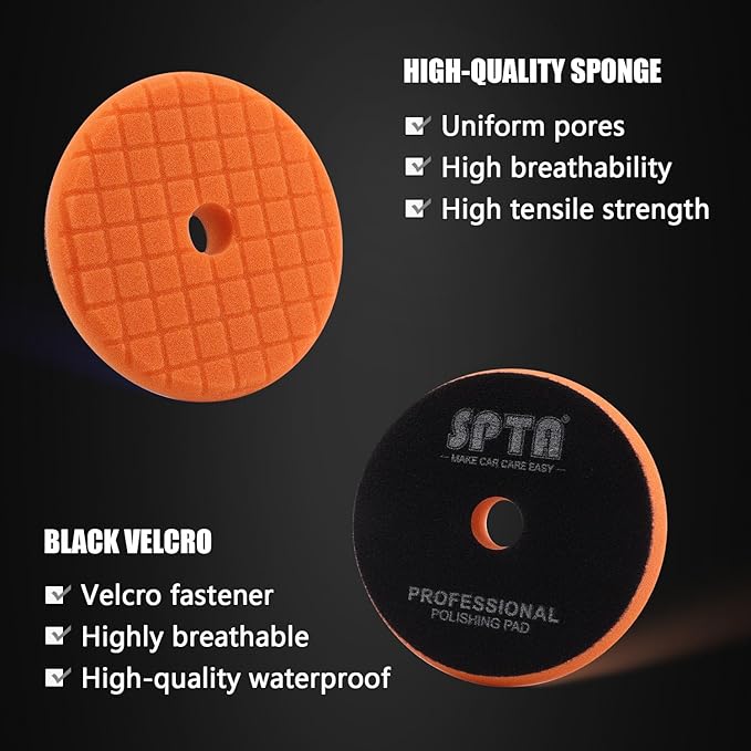 SPTA Buffing Polishing Pads Kits, with 3Pcs 6.5 Inch Polishing Pads,16oz Polishing Pad Cleaner, 2 Microfiber Towel and 1 Pad Cleaning Brush, All for Car Buffer Polisher, Polishing and Buffing
