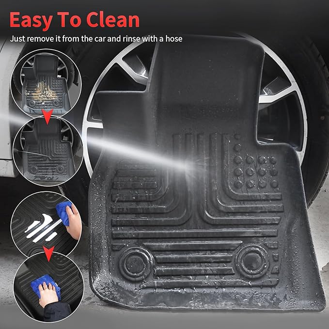 Wayhigh-All Weather Floor Mats Cargo Liner for Volkswagen Tiguan 2018 2019 2020 2021 2022 2023 2024 TPE Car Mats Cargo Mat Waterproof Anti-Slip Floor Liners VW Tiguan Accessories- Black