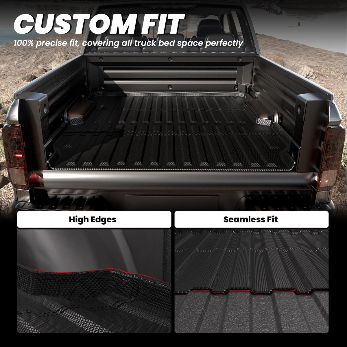 LASFIT Truck Bed Mat for Honda Ridgeline 2025 2024 2023 2022 2021 2020 2019 2018 2017 5.3FT (64.0 in) Bed Mat, TPE All Weather Custom Fit Truck Cargo Bed Liner, Black